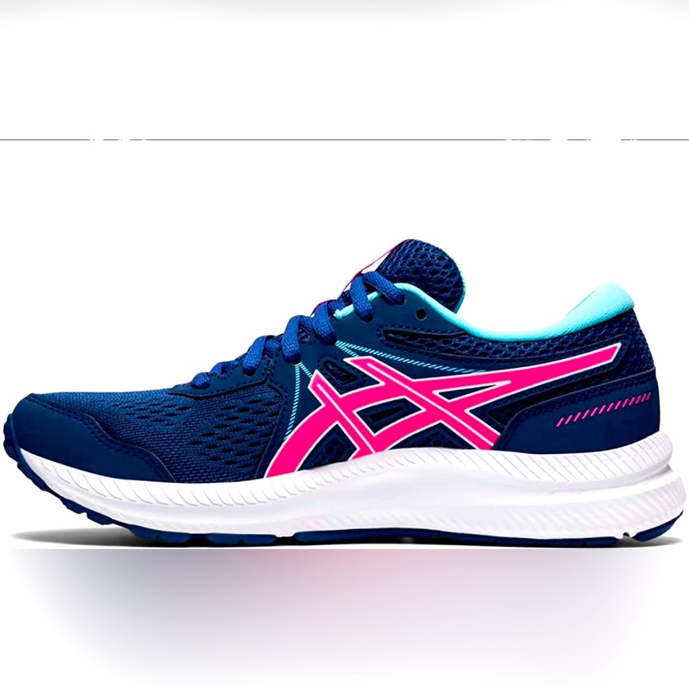 Asics Women's Athletic Shoes in Navy and Neon Pink